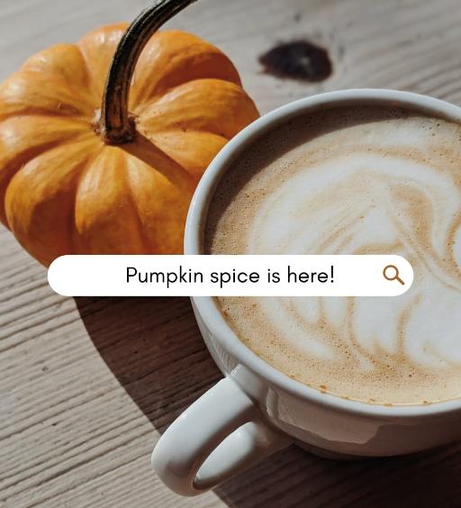 An image of homemade Pumpkin Spice Latte in a cup and a pumpkin on the side