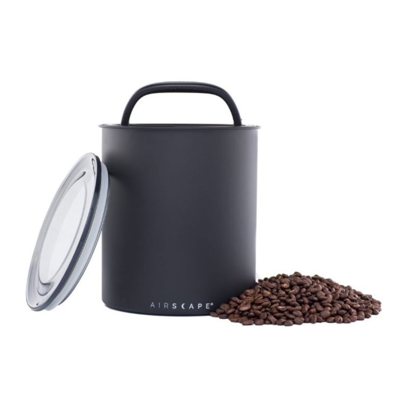 Airscape® Stainless Steel Coffee Storage Canister - Airtight, elegant design to preserve freshness of coffee beans and grounds, with patented lid for optimal storage.