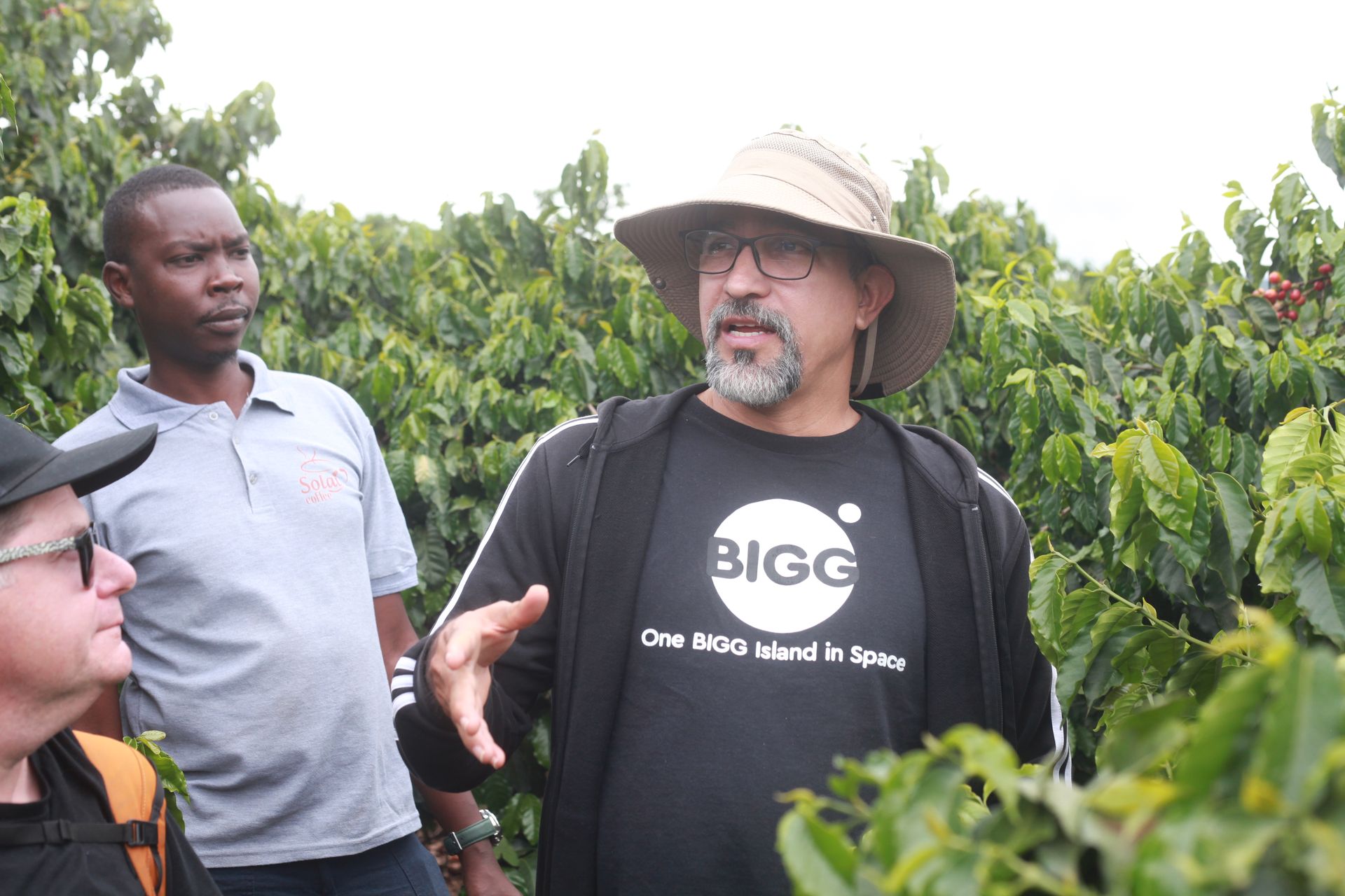 Mr. Jorge Ferrey Machado shares some wits with coffee farmers in solai, Nakuru, Kenya.