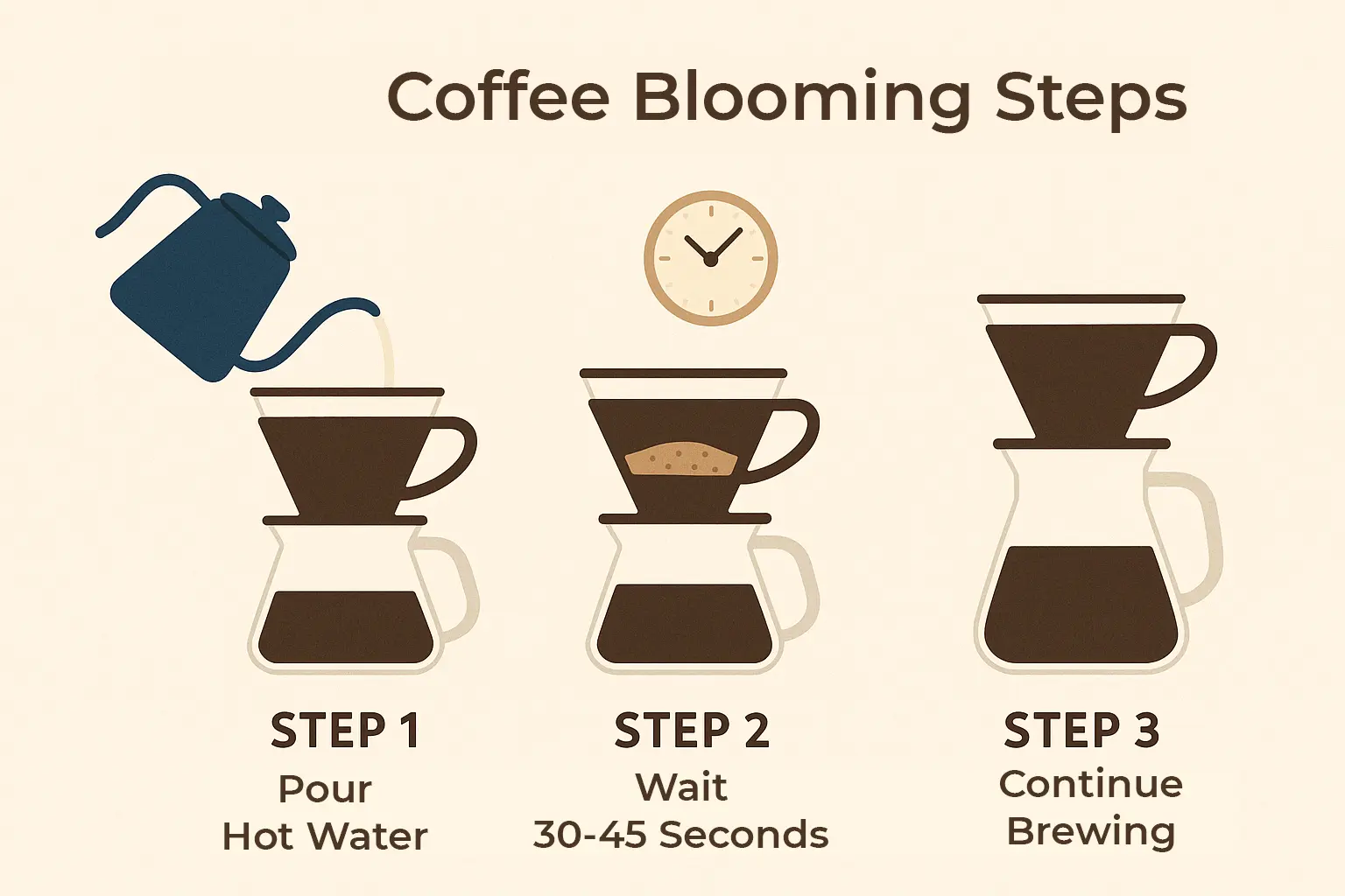infographic of bloom times by brewing method