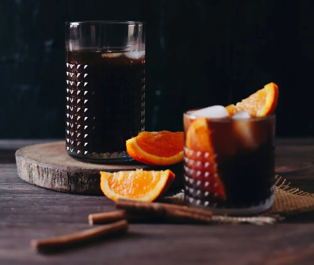 A glass of citrus coffee ( Coffee and orange)
