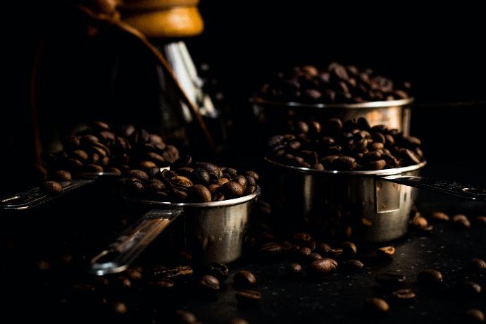 Roasted Ethiopian coffee beans. Freshly roasted Ethiopian coffee in different roast types.