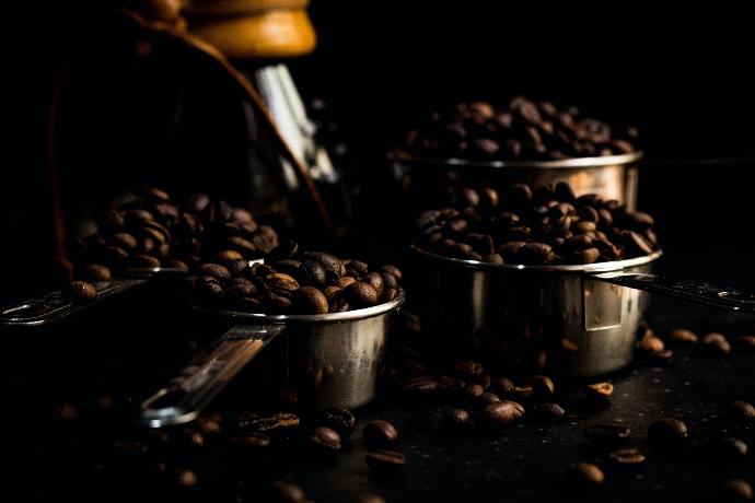 Freshly roasted Ethiopian coffee in different roast types. 