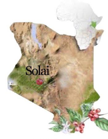 A topography map of coffee growing regions in Kenya. Solai is a prosperous region in the Rift Valley where the climate is suitable for growing coffee.
